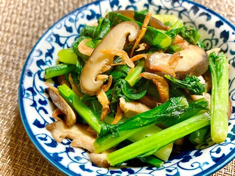 かぶの葉と椎茸の中華炒め